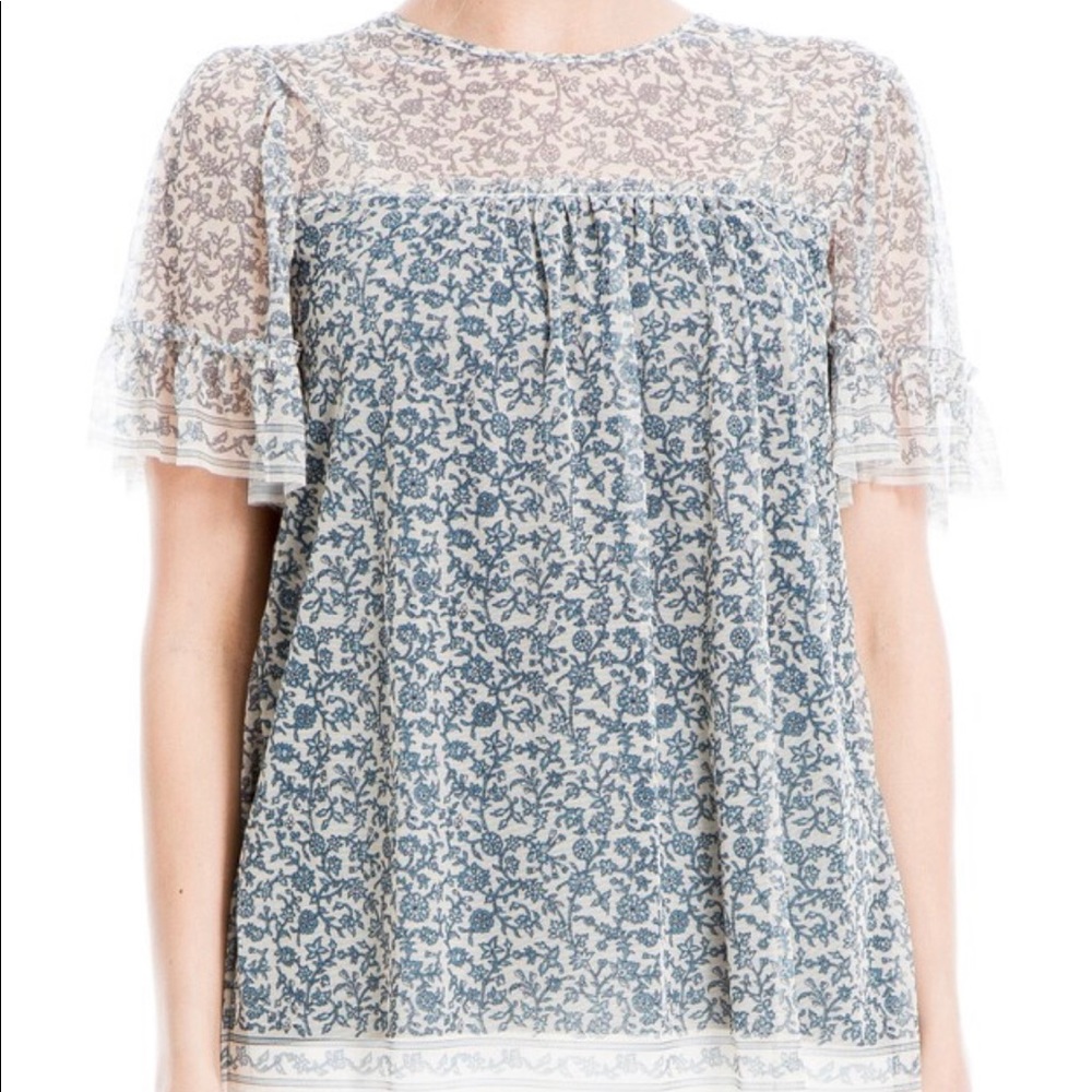 NWT Max Studio Floral Mesh Top/Blouse